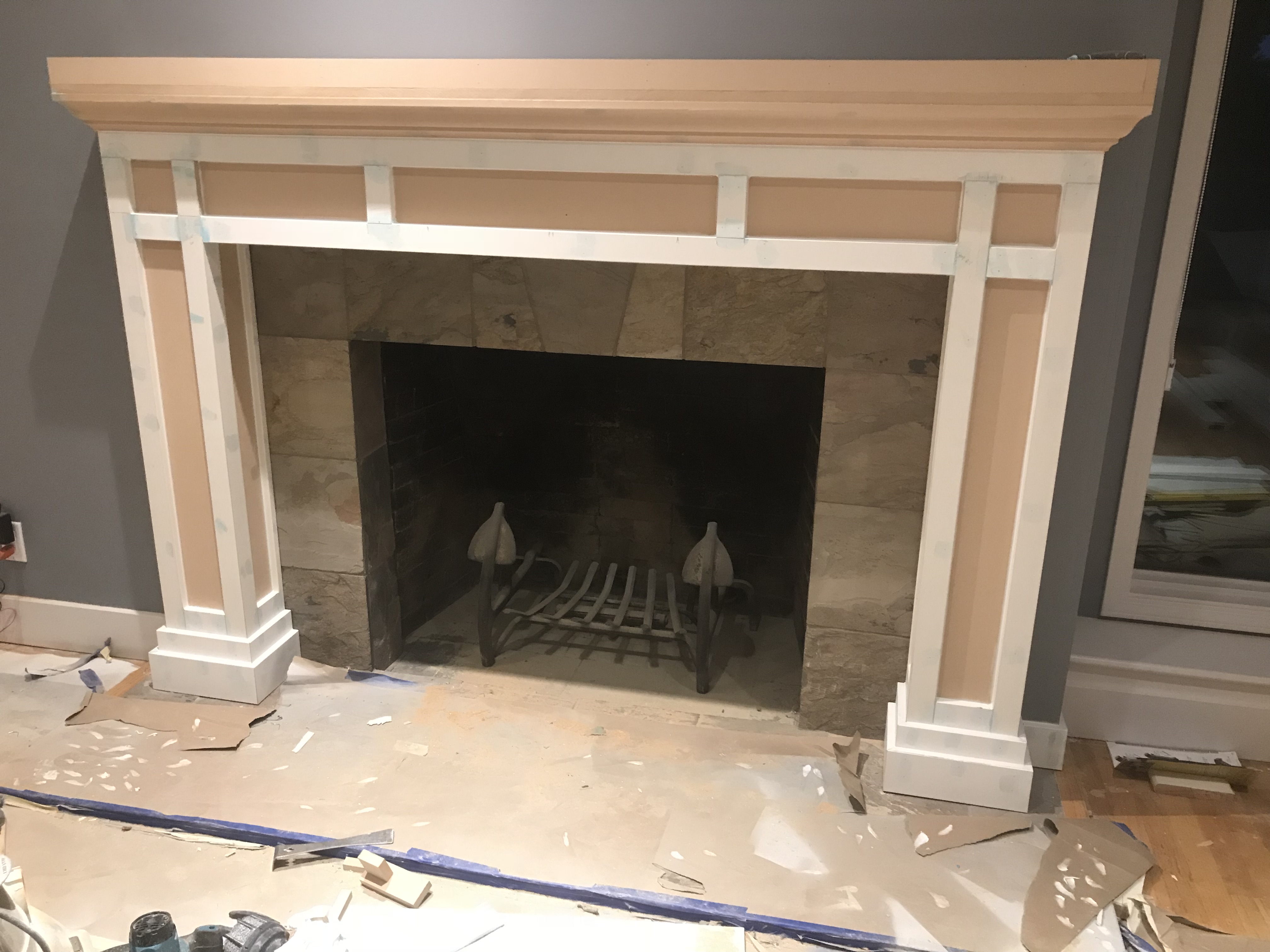 Fireplace mantel shelf and surround
